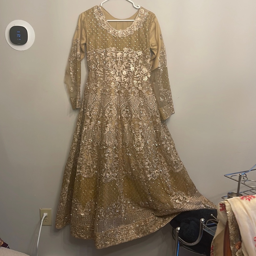 Golden Embroidered Maxi Dress